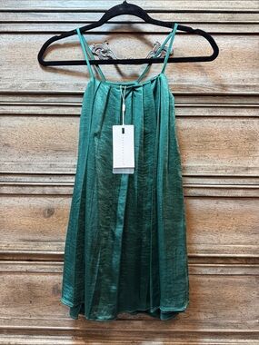 Endless Rose Emerald Green Pleated Satin Top